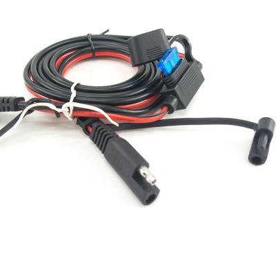 China Fuse 7.5A 2 Pin SAE Extension Power Cable Cord Quick Panel with Ring Terminal for sale