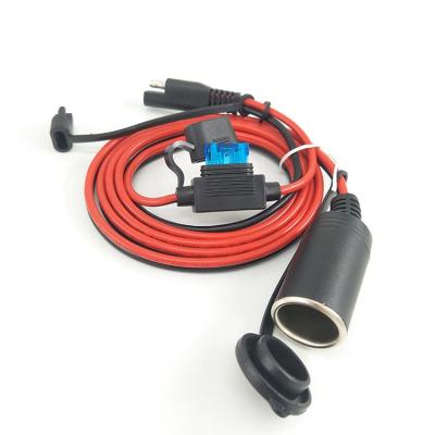 China 12V 24V Extension Power Cord Cigarette Industrial Fused SAE Power Cable Female Socket for sale