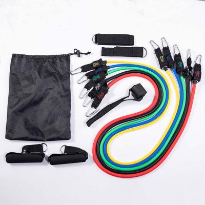 China Custom 11 in 1 Fitness Yoga Rope Tension Resistance Bands Exercise Handle Pull Latex 100lbs 150lbs Elastic Set for sale