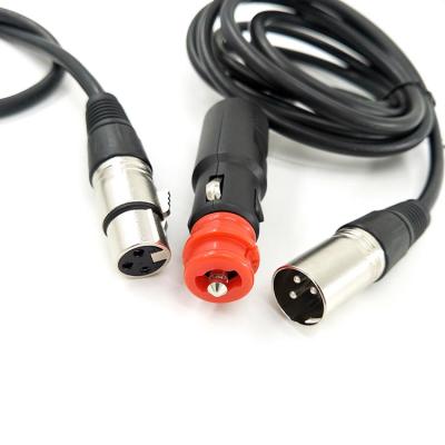 China Lighter Speaker EU Cigarette Male To Speaker 3pin Microphone Gun Connector Audio Cable for sale