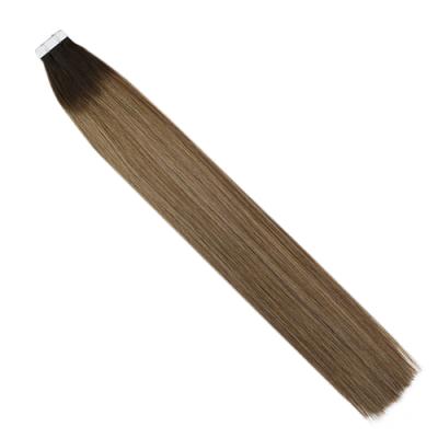 China Color Silky Straight Double Drawn Balayage Hair Russian Tape Hair Extension for sale