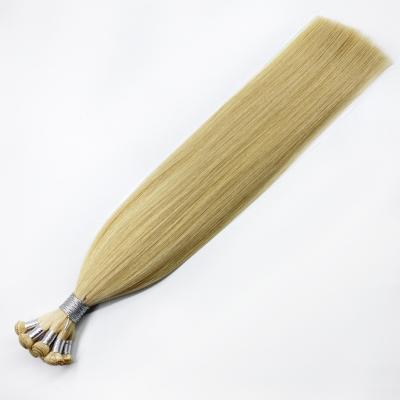 China Wholesale High Quality 100% Straight Blonde Remy Hair Double Drawn 613 Hand Tied Hair Weft Extensions for sale