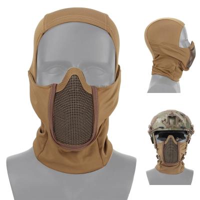 China Polyester Mesh Headwear Mask CS Field Shooting Game Steel Tactical Training Mask Wargame Full Face Polyester+steel Mounting Soft Mask for sale