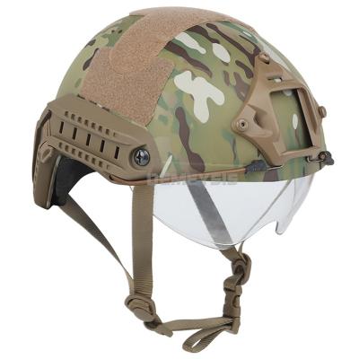 China ABS Tactical FAST Helmet With Windshield Glasses Shooting Field CS Expansion Game Equipment Hunting Props Fight Helmet for sale