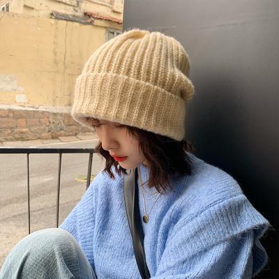 China Japanese Warm Hearing Protection Pile Hat Autumn And Winter Small Face Big Perimeter Head COMMON Woolen Thick Knitting Lazy Hat Women for sale