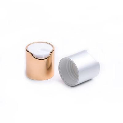 China Non Spill Accept Metal Lotion Pump Customized 20/410 24/410 28/410 Disc Top Cap Plastic Gold Silver Aluminum Custom Lid for sale