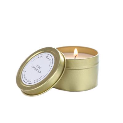 China Holiday Private Label Perfume Soy Wax 2oz Gold Tin Candles for sale