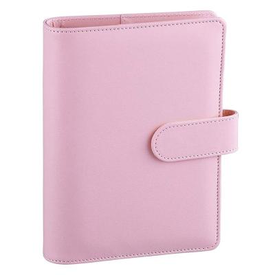 China Custom Pink Magnetic Budget A6 Binder with Cash Envelopes, PU Money Leather For Cash Organizer for sale