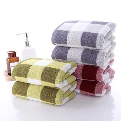 China Soft And Thick Plaid Pure Cotton Towel Sustainable Absorbent Towel Pattern for sale