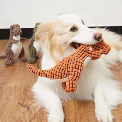 China Hot Selling Cheap Custom Type Viable Puppy Cotton Stuffed Interactive Soft Plush Durable Dog Dinosaur Toy for sale