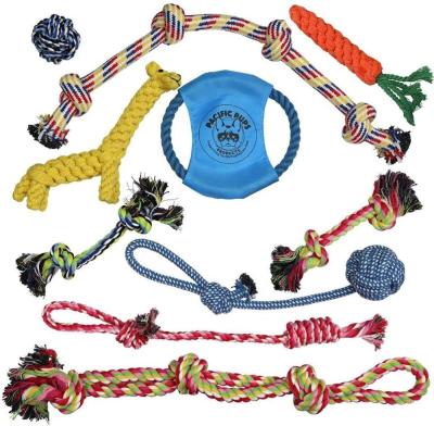 China Viable Colorful Healthy Soft Squeaky Latex Dog Strings Cotton Dog Interactive Rope Toy Set for sale