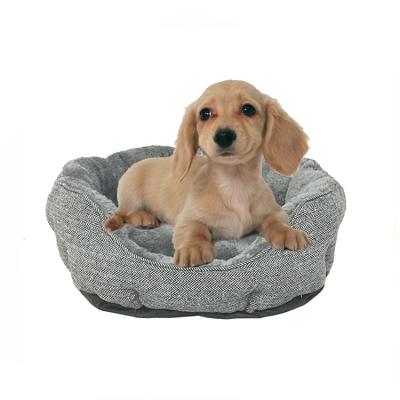 China Viable Self Removeable Sofa Round Pet Bed Fleece Warm Dog Bed Round Winter Dog Kennel for sale