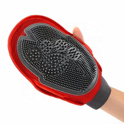 China Sustainable Pet Grooming Glove Brush Dog Grooming Glove 2 In 1 Dog Grooming Gloves for sale