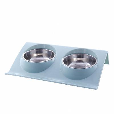 China Sustainable Stainless Steel Dog Bowl No Spill Stainless Steel Pet Bowls Double Pet Bowl for sale