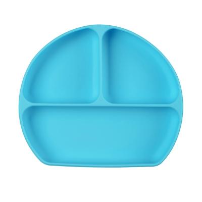 China BPA Free Baby Feeder Tableware Weaning Drinking BPA Free Unbreakable Suction Divided Silicone Bowl Dish Layered Double Dish for sale