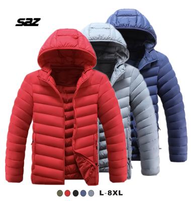 China Eco-Friendly Winter Warm Plus Size Padded Outdoor Windproof Hooded Plus Size 7XL Quilted Stripper Jacket Men for sale