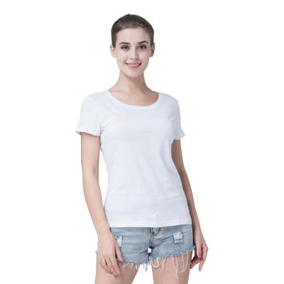 China Wholesale Custom 100% Sport Anti-pilling Cotton Running Short Sleeve Around White Custom Women's Print Collar T-shirt Tees T-Shirts for sale