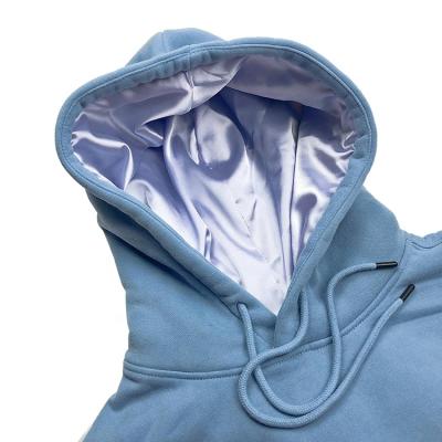 China Custom Anti-Wrinkle Hoodie Oversized Comfortable Heavy Heavyweight Satin Striped Hoodie 350Gsm Satin Striped Hoodie for sale