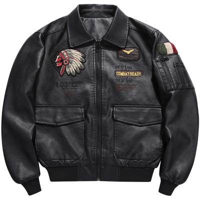 China Exquisite Embroidery Brown Motorcycle Men's Road Style Casual Breathable High Quality PU Leather Leather Jacket for sale