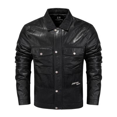 China OEM Euro Size PU Leather Jacket Breathable Front Pockets Custom Service Jaqueta Quoita Outdoor Jacket for sale