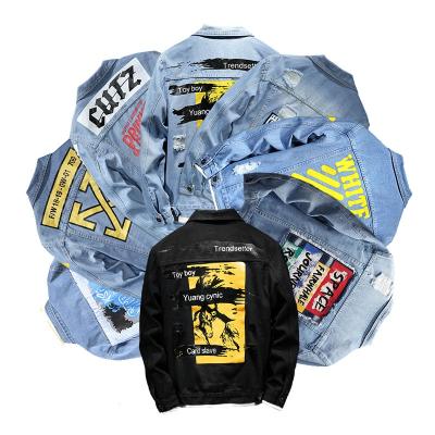 China 2021 Spring Blue Men Outdoor Style Fashion Breathable Cotton Jean Jackets Distrssed for sale