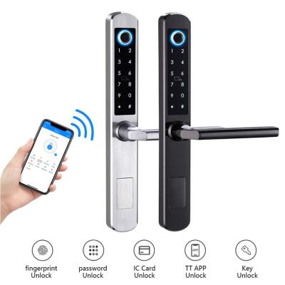 China Smart Swipe RFID 304 TTLock App Waterproof Fingerprint Password Keyless Entry Smart RFID 304 TTLock Stainless Steel Mobile Phone APP+ +Fingerprint+Password + Entry Smart IP65 Sliding Lock aluminum door for sale