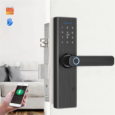 China Mobile Phone APP+ +Fingerprint+Password+RFID Swipe Card+Guang Swipe Base Track Fingerprint Handle UK Electronic Smart Door Key Tuya High Security Smart Locks for sale