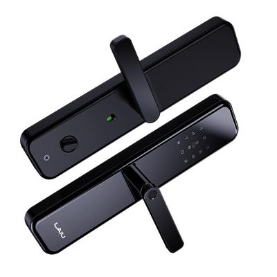 China Mobile Phone APP+Fingerprint+Password+RFID Swipe Card+Aluminum Alloy Smart Black Color Wifi Key Card Password Fingerprint Security Smart Door Lock For Sale for sale