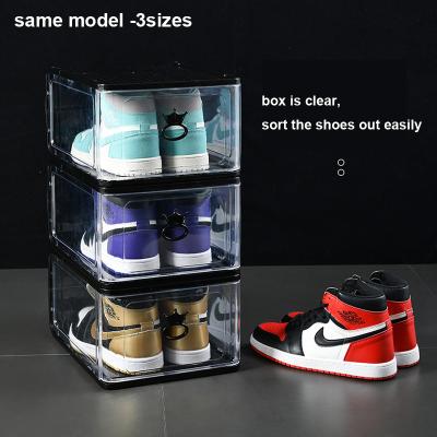 China Viable Clear Sneaker Shoe Box Shoe Organizer Bin Transparent Storage Container for sale