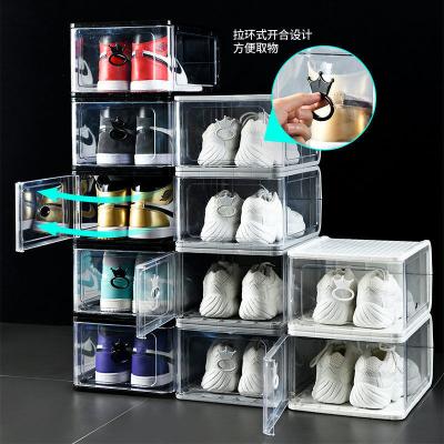 China Viable Clear Sneaker Shoe Box Shoe Organizer Bin Transparent Storage Container for sale