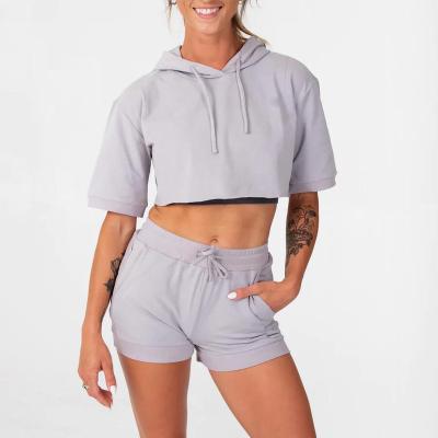 China QUICK DRY Custom Casual Crop Top Fashion Sportswear Hoodie And Tracker Women Set Tracksuits Sports Tracksuit Women Sportswear for sale