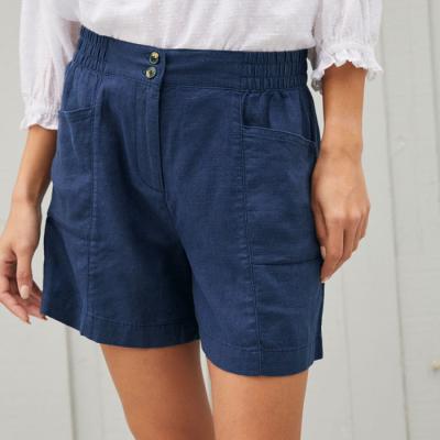 China Women's Breathable Wholesale Custom Canvas Cargo Shorts Summer Fashion White Loose Cotton Blue Women's Shorts With Pocket for sale