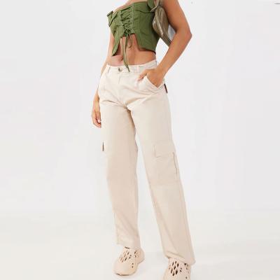 China Custom High Quality Streetwear Wide Leg Vintage Anti-pilling Cargo Pants Women Loose Cargo Pants With Side Pockets for sale