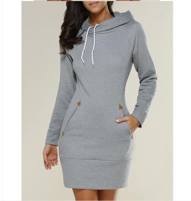 China New Arrival High Quality Causal Simple Oversized Women Anti-wrinkle Long Hoodie Dress With Pocket for sale