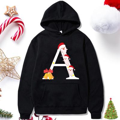 China 2021 Anti-Wrinkle Merry Christmas Hat Printing Graphic 26 Letter Christmas Plus Size Mens Hoodie for sale