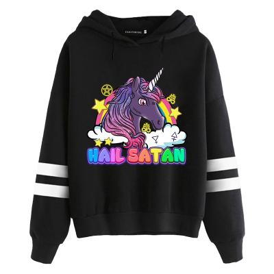 China custom printed streetwear women's oversized anti-wrinkle satan factory hail hoodies and sweatshirts for sale