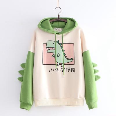 China Oversized Breathable Hot Sale Causal Sweatshirts Women Print Cute Dinosaur Cartoon Graphic Hoodie for sale