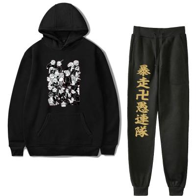 China Custom Anti-wrinkle Factory Price Printing Tokyo Avengers Anime Hoodie Men Tracksuit Set for sale