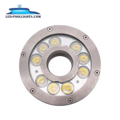 China Garden 9*3W 316 Stainless Steel Lamp Waterproof Led Underwater Fountain Ring Light With Spout for sale