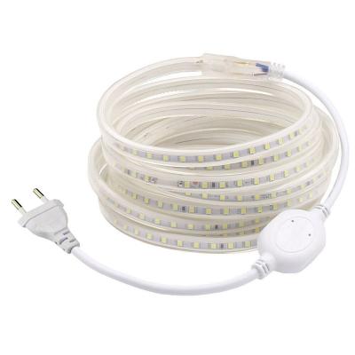 China 220V Residential Led Strip Lights 2835 120Leds/M High Brightness Ribbon Warm White Outdoor Lighting Waterproof Flexible Home Decoratio for sale