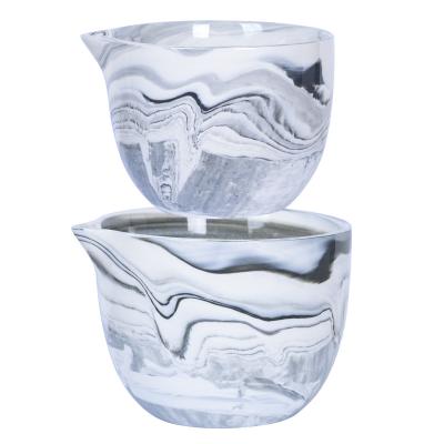 China Yundu Gray Marble Ceramics Large Serving Viable Bowls, Nesting Mixing Bowl Set With Pour Spouts for sale