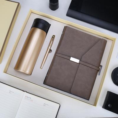 China 100% Classics Business Classic Gift Sets Vacuum Cup PU Notebook Pen Set For Annual /Promotion Gift Set for sale