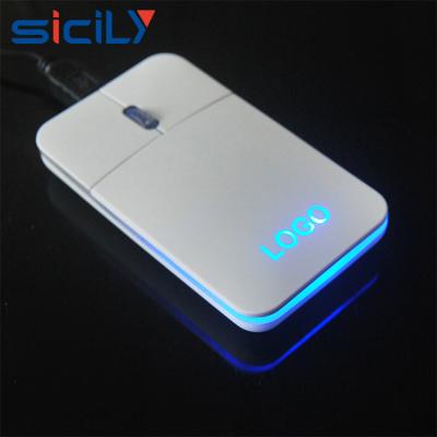 China Flat Mouse With Lighting Logo Beautiful Logo For Wired USB Computer Mouse Optical Mouse Promotional Gift for sale