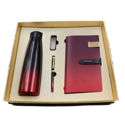 China Classic Gift Set Customized VIP Promotion Gift Set Elegant Business Leather Journal Notebook Gift Set With Pen USB Drive Vacuum Luxury Cup for sale