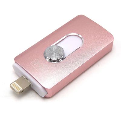 China Metal 3 in 1 Lightning OTG USB Flash Drive 32/64/GB Pen Drive for iPhone/iPad/IOS/Android/PC USB Memory Stick for sale