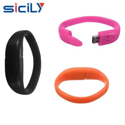 China Rubber Stick Wrist Bands Bracelet USB Flash Drives 8GB 16GB 32GB 64GB for sale