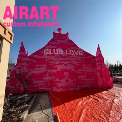 China PVC tarpaulin cloth/420D Oxford clothes huge outdoor decoration logo inflatable pink printing church tent for sale for sale