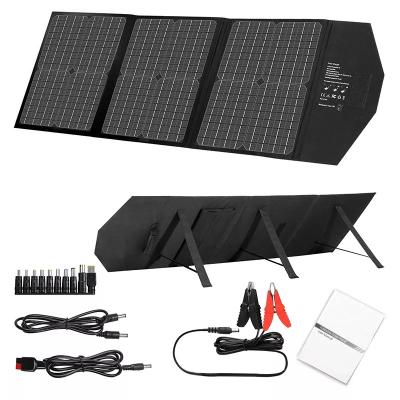 China Portable Solar Folding Panel 60W 18V For Lower Efficiency Device Black Cover Box Frame Waterproof Connector 405*350*40mm for sale