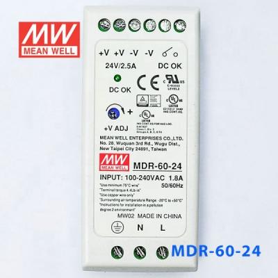 China Plastic PSU MEAN GOOD SWITCHING POWER SUPPLY Shell MDR-60 Series 60W 5V/12V/24V/48V DIN RAIL AC-DC SMPS for sale