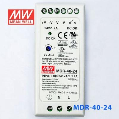 China Plastic PSU MEAN GOOD SWITCHING POWER SUPPLY Shell MDR-40 Series 40W 5V/12V/24V/48V DIN RAIL AC-DC SMPS for sale